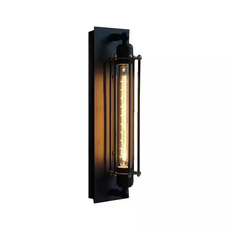

Retro Industrial Passageway Balcony Iron Rectangular Wall Lamp Black Bedroom Light