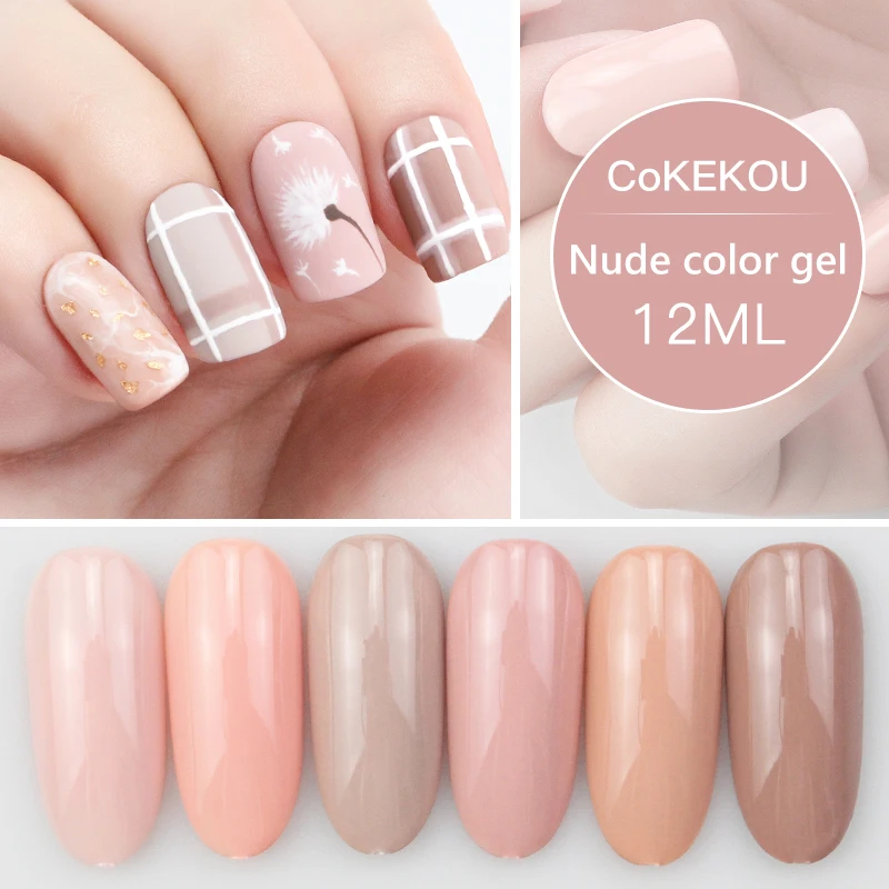 

CoKEKOU non-toxic nude color Gel Polish UV led Paint Gel Lacquer Soak Off LED Long Lasting Pure Colors Design Nail Gel Varnish