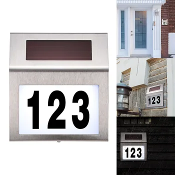 

Waterproof Solar Door Number Light Durable Doorplate Lamp Stainless Steel House Number Light Solar Outdoor Garden Wall Lamp