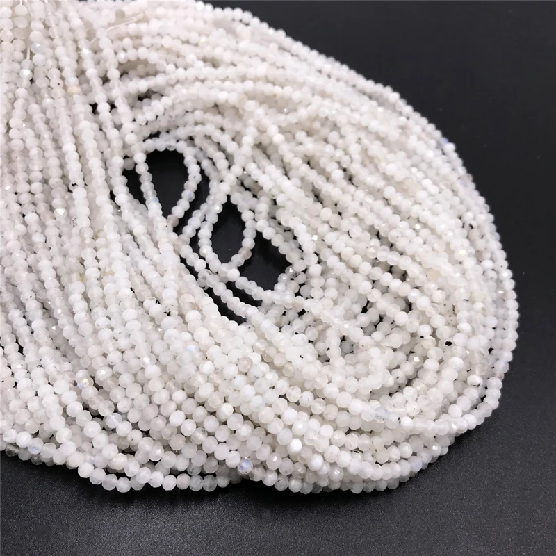 

Wholesale Fashion Faceted Rondelle Natural Blue Moonstone Round Loose Gem Stone Beads Healing Bracelet For Jewelry Making