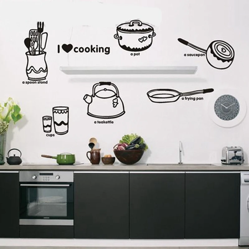 Waterproof&IOPP dining/kitchen decorative wall stickers , love cooking kitchen decoration decals free shipping,kit05 Waterproof&IOPP dining/kitchen decorative wall stickers , love cooking kitchen decoration decals free shipping,kit05