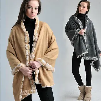 

Fashion Scarf Women New Winter 100% Wool With Four Sides Rabbit Fur Shawl Scarf Warm Wool Scart Brand