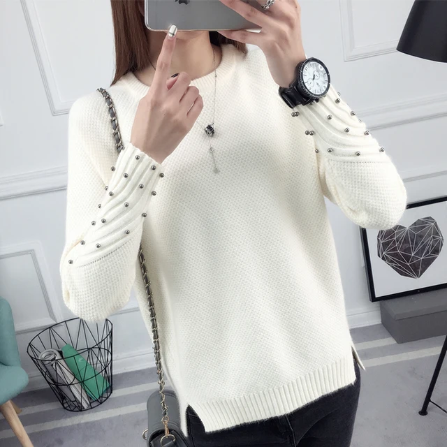 2017 Autumn Women Knited Beading Short All match Solid Color ... 2017 Autumn Women Knited Beading Short All match Solid Color ...