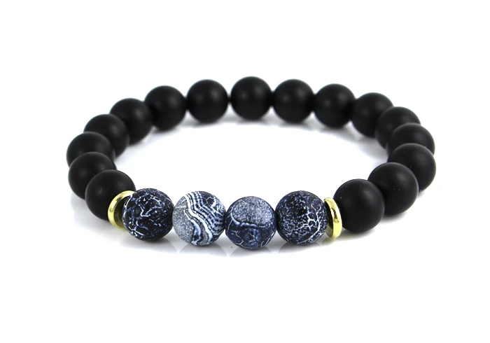 

2016 new design men's bracelet frosted matte beads + line beads male 10mm Pearl Bracelet