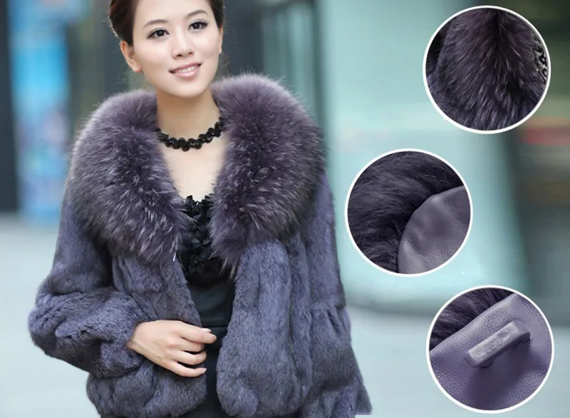 real rabbit fur raccoon fur jacket purple 03