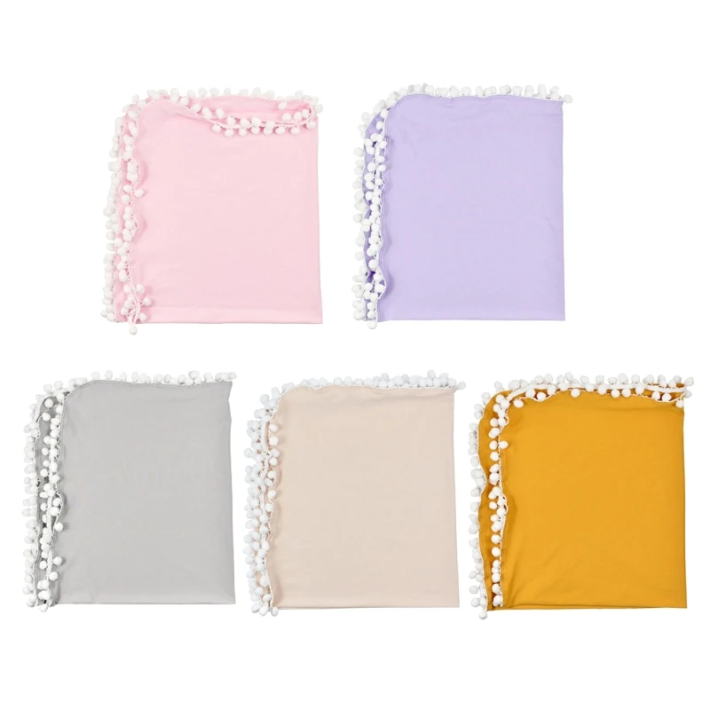 

Baby Soft Muslin Swaddle Blankets Pom Pom Swaddle Wrap Newborn Photography Props