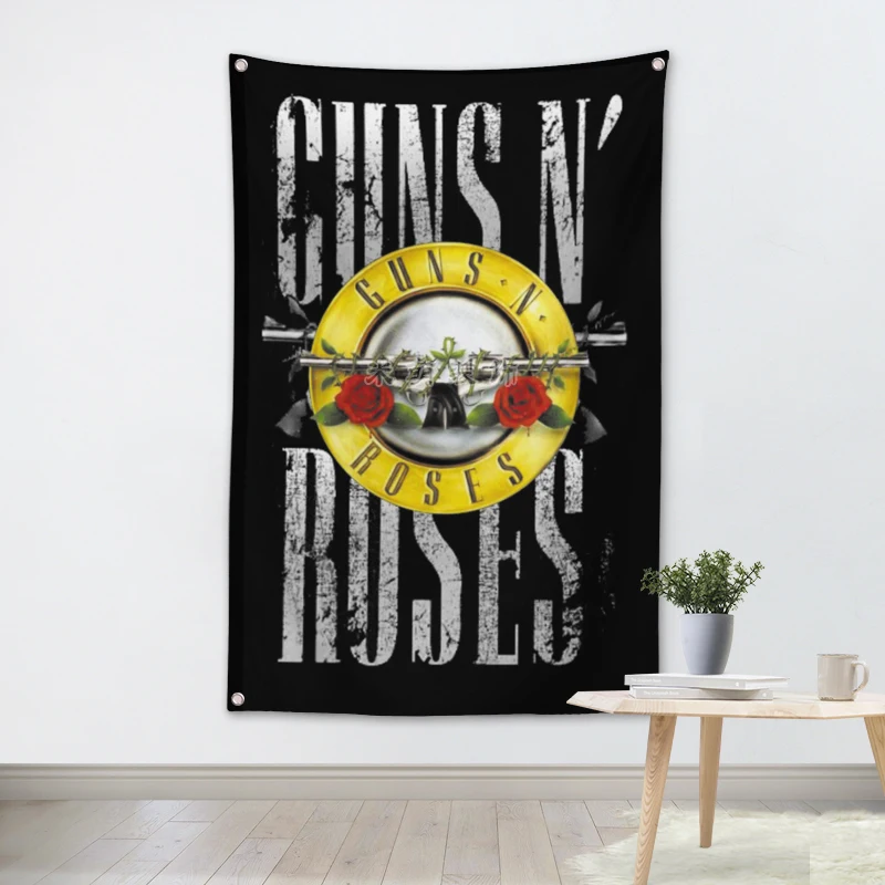 GUNS N ROSES музыкальная группа логотип команды тканевый плакат баннеры четыре-флаг для лунки спальни украшения стен