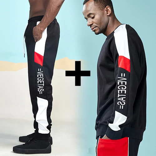 Модный комплект из пуловера и штанов в стиле хип-хоп; Спортивный костюм для активного отдыха; спортивные комплекты; толстовки для бегунов; спортивные брюки; Aimpact - Цвет: setsredred