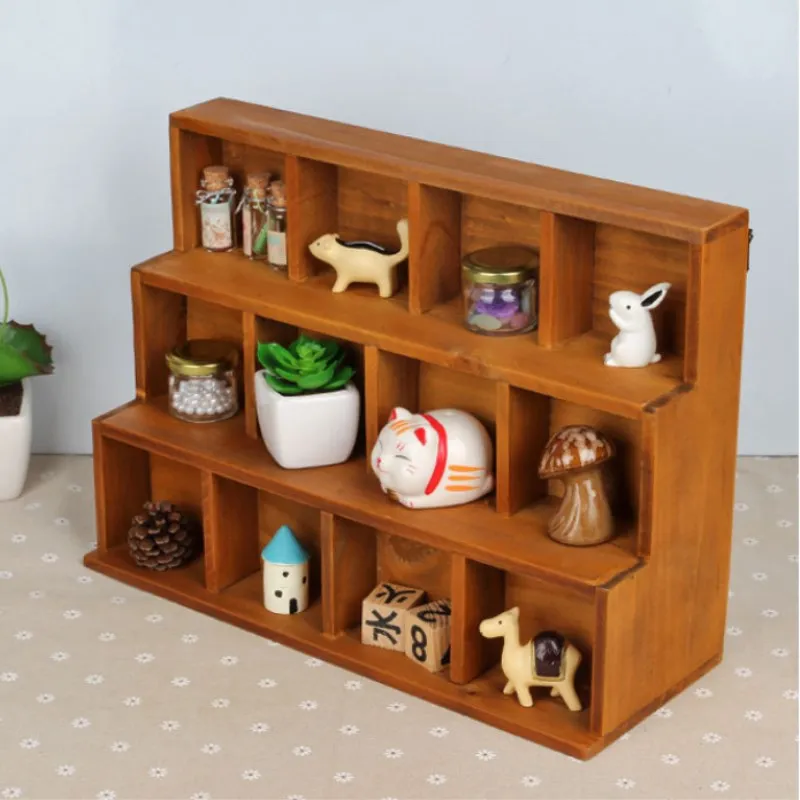 

Grocery 3 Layer Retro Wooden Storage Cabinet Old Home Finishing Storage Wall Hanging Cbine Household Storage Supplies Ornament