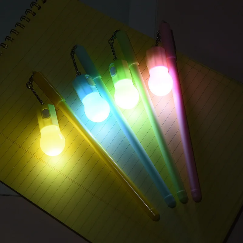Новая креативная лампочка светоизлучающая нейтральная ручка маленькая свежая висячая ручка, подпись ручка Канцелярия для учеников