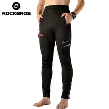 ROCKBROS осень зима штаны для велоспорта ветронепроницаемые сохраняющие тепло тепловые спортивные брюки мужские Mtb с эластичной талией велосипедные штаны черные