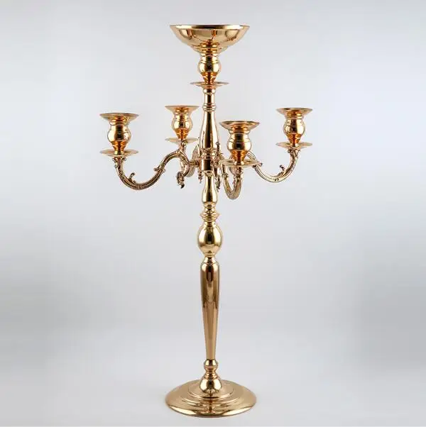 Tall Metal Candelabra /wedding Gold Candelabra With Flower Bowl