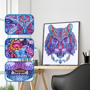 

diamond embroidery circle diamond special shape cartoon painting WITTMANN Tiger head rhinestone crystal painting home decoration