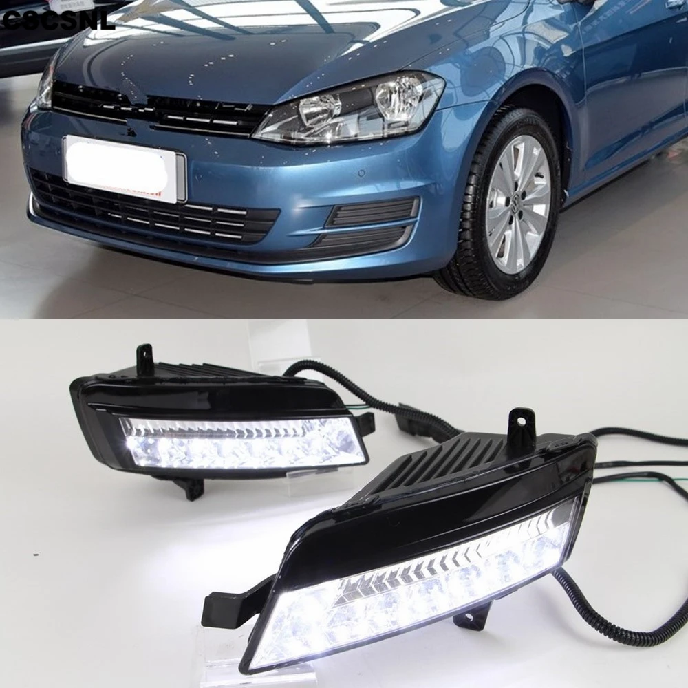 

CSCSNL 2PCS Car LED For Volkswagen Golf 7 Golf MK7 2013 2014 2015 2016 LED Front DRL Daytime Running Light Fog Light Fog Lamp