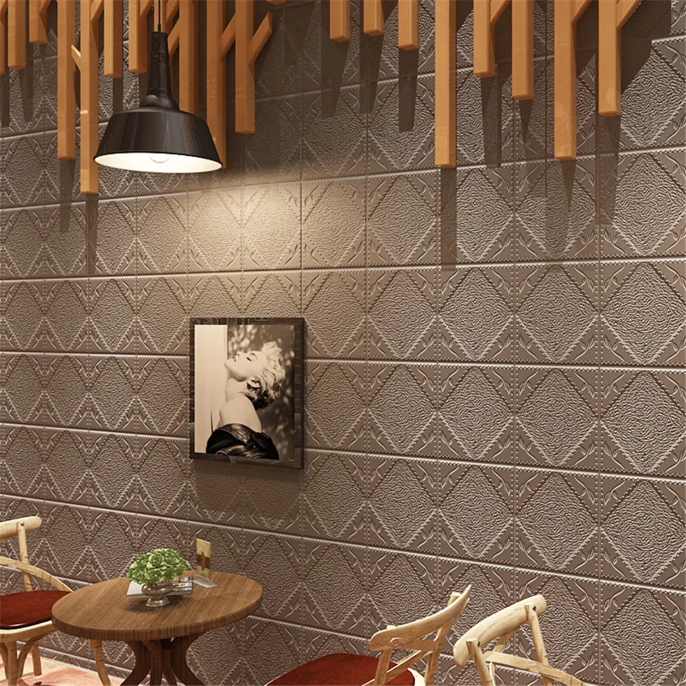 New PE Foam 3D Wallpaper DIY Wall Stickers Wall Decor Embossed Brick
