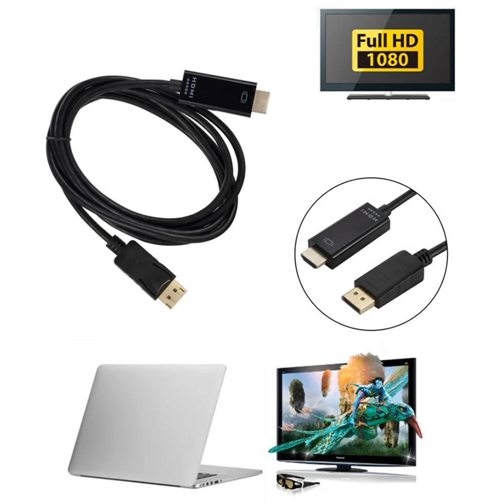 

Mini DP to HDMI Cable Display Ports Male To HDMI Female Converter Adapter Cable 4K 1080P HDTV PC 1.8m cable