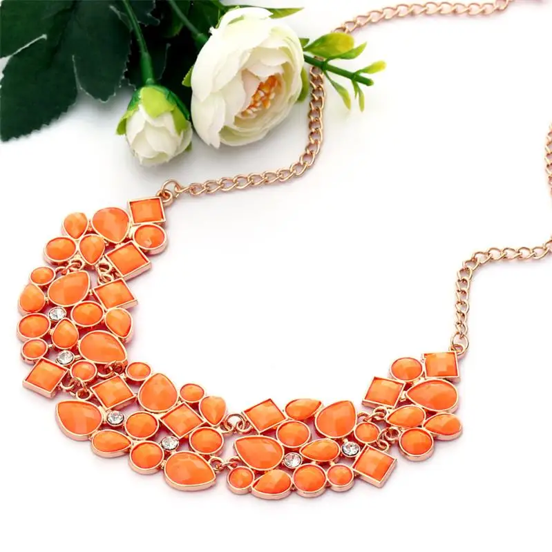 MINHIN, новинка, популярная, 20 цветов, многоцветная, Большая подвеска, цепочка, ожерелье, женская, тонкая, для банкета, ювелирное изделие - Окраска металла: XL1067 orange
