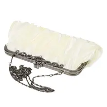 Großhandel 5 * Satin Falten Ivory/Party Kupplung Handtasche Strass Stil 010