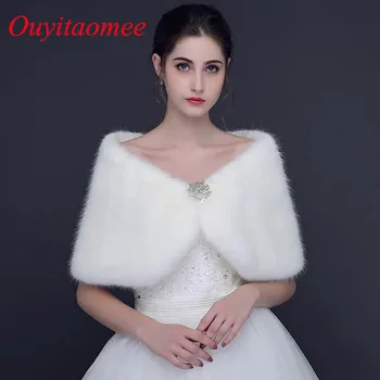 

Fashion Wedding Wrap White Winter Bridal Jackets Off The Shoulder Short Crystal beaded Wedding Party Jacket 2018 New Arrival