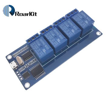 

Micro usb relay module 5v 4 channel relay module, relay control panel with indicator 4 way relay output usb interface
