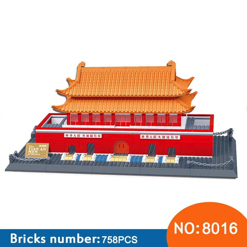 

Wange 5218 Beijing Famous Tiananmen Architecture Building Blocks Jigsaw Bricks Assembled Toys For ChildrnCreator MOC
