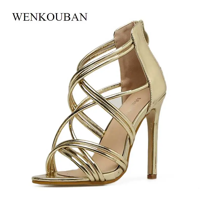 

Rome High Heels Women Gladiator Pumps Ladies Party Shoes Stiletto Pointed Toe Thin Heels Gladiator Sandals 11 CM Zapatos Mujer