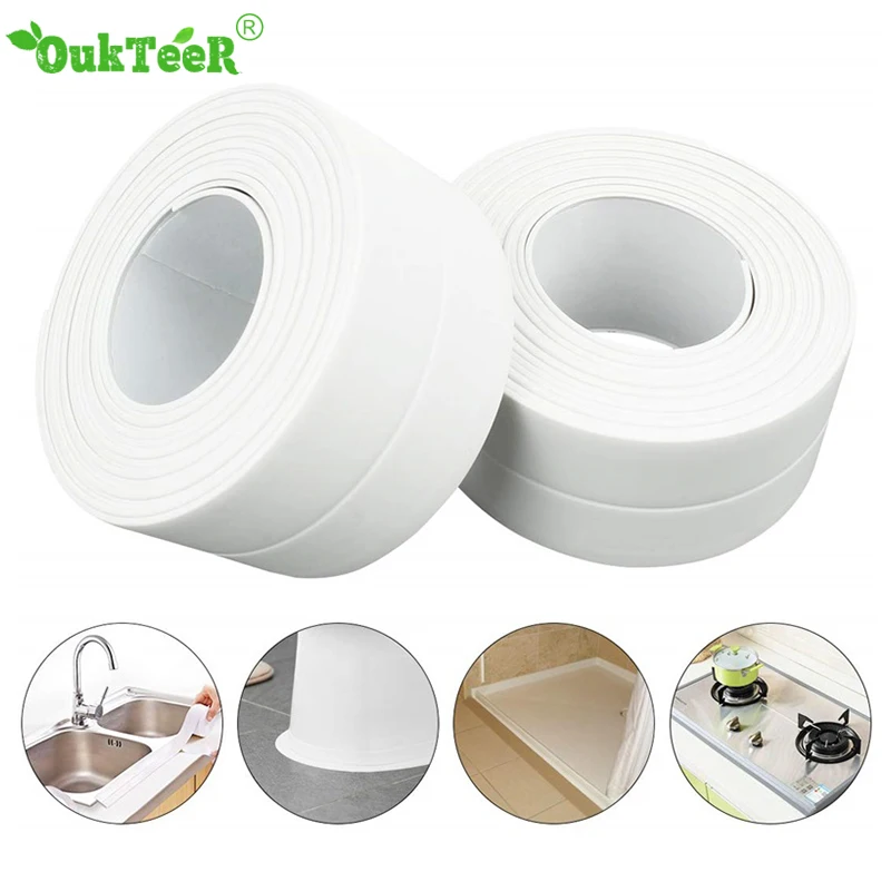 

Kitchen Bathroom Wall Sealing Tape Waterproof Moldproof Mildew Proof Sink Joint Crevice Sticker Corner Line Sticking Strip Tape