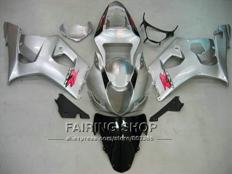 

Injection Motorcycle fairing kit for Suzuki GSXR1000 2003 2004 silver black fairings set GSXR 1000 03 04 YI105