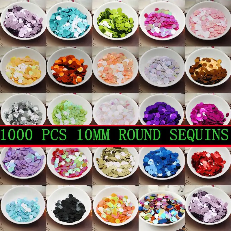 1000 pcs/lot 70 gram Sewing Accessories 10mm Flat Round Sequins for Crafts Scrapbook and Sewing Diy With 24 colors for option