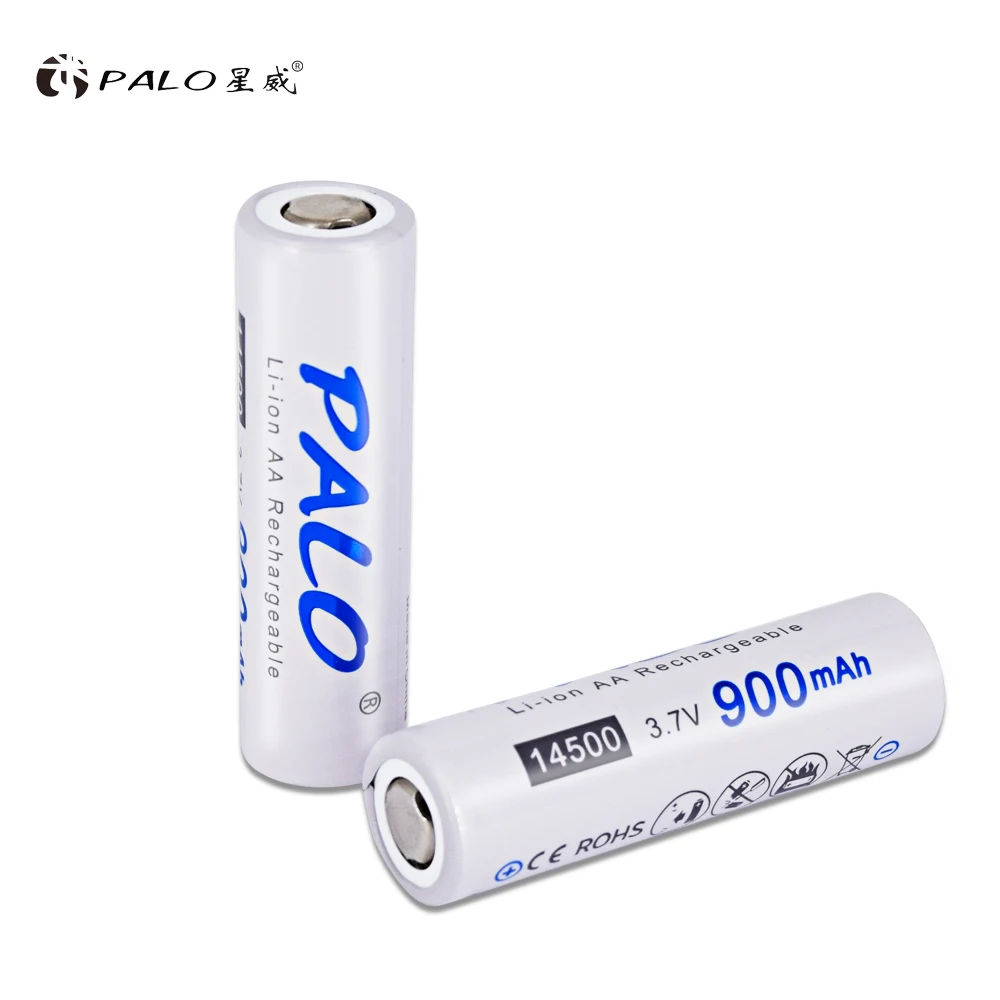 PALO AA 14500 900mAh 3,7 V литиево-ионная аккумуляторные батареи для светодиодный фонарик+ зарядное устройство для AA AAA 18650 14500 16350 18500 и т. д