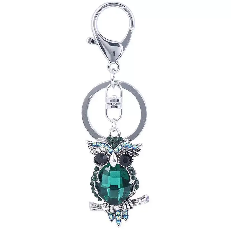 

New Creative Crystal Owl Keyring Rhinestone Owl Alloy Car Key chains Female Bag Pendant Accessories Key Chain keychain