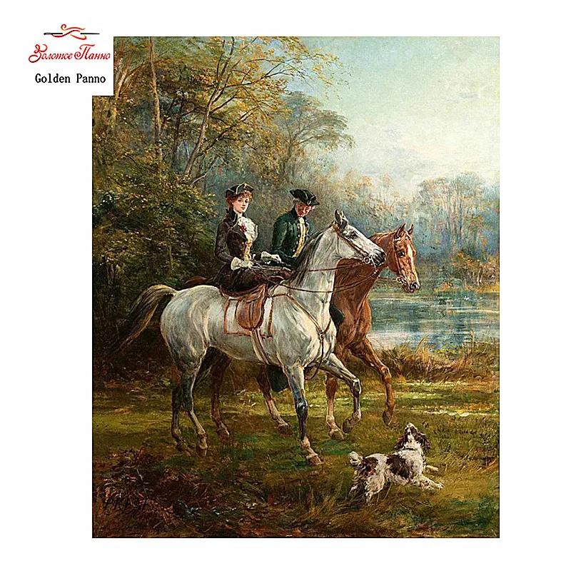 Gloden Panno 5D Full DIY Diamond Embroidery square Painting Cross Stitch 3D Mosaic Needlework Crafts Ride toplay | Дом и сад