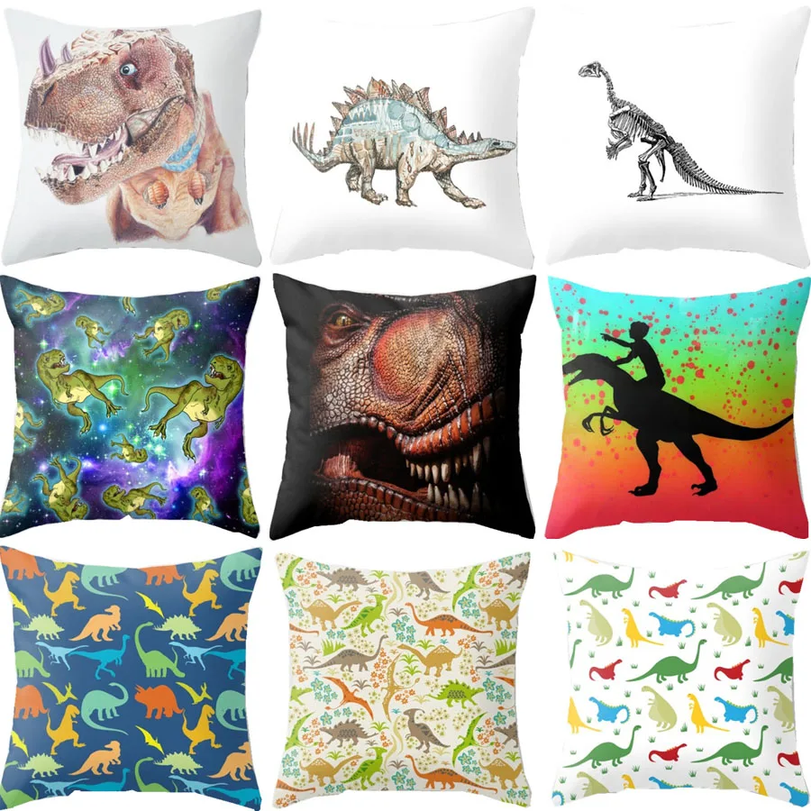 الحيوان Coloeful بشراسة الديناصورات وسادة يغطي المنزل كنبة مكتب مربع كيس وسادة وسادة الزخرفية يغطي سادات الحيوان Coloeful بشراسة الديناصورات وسادة يغطي المنزل كنبة مكتب مربع كيس وسادة وسادة الزخرفية يغطي سادات