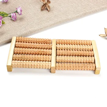 

New 5 Rows Wheel Wooden Massager Wood Roller Foot Massager Relax Relief TK-ing