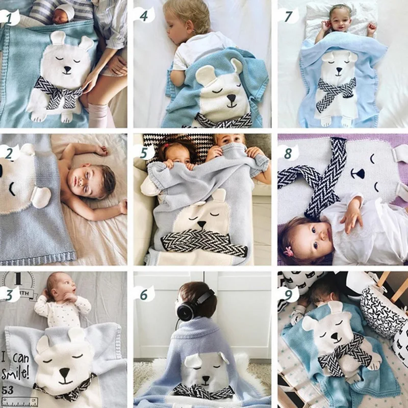 Для маленьких мальчиков и девочек трикотажные Одеяло милый медведь пеленка для сна Одеяло s покрывало для детской кроватки мягкие полотенца для детей Обёрточная бумага пляжный коврик