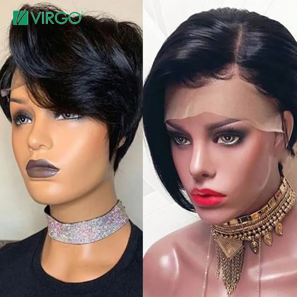 Virgo Brazilian Short Bob Pixie Cut Wig Lace Front Human Hair Wigs