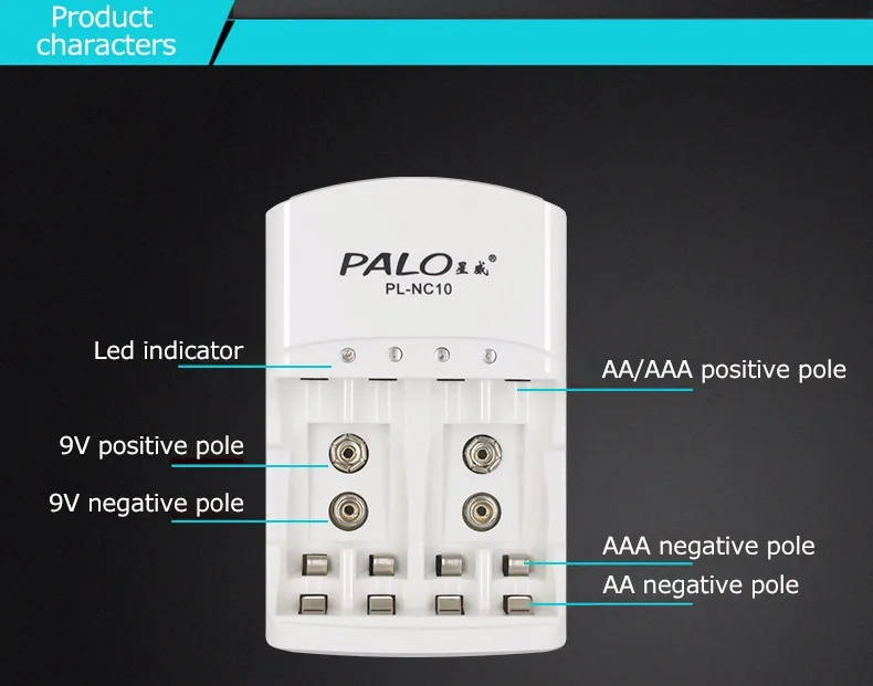 100% Original Smart EU US Plug Led Light Battery Charger For 1.2V Ni-Mh Ni-Cd AA/AAA /9V Battery