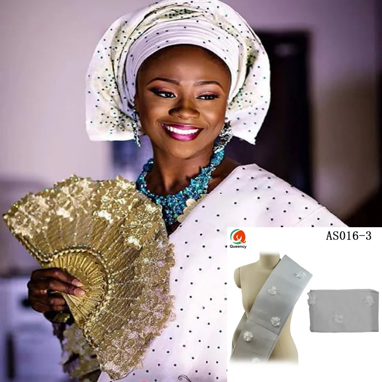 AS016 Новое поступление Африканский Aso Oke головной убор с аппликацией дамские gele wrap 17,2 метров многоцветные доступны для невесты и вечерние
