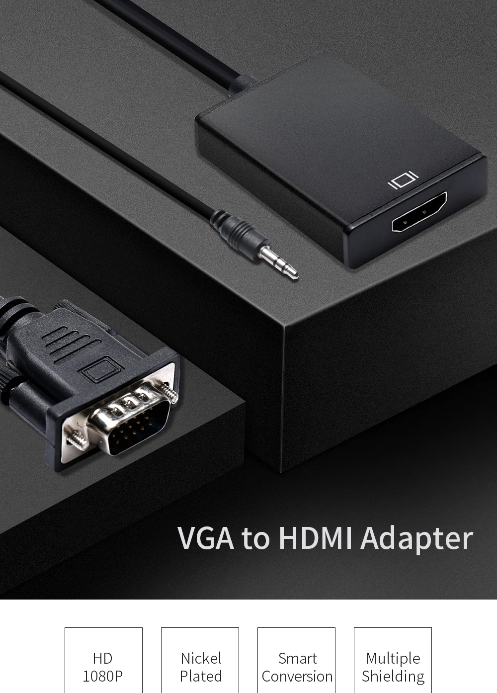 VGA к HDMI адаптер VGA Мужской к HDMI Женский VGA HDMI конвертер дополнительный USB аудио кабель для компьютера дисплей экран проектор ТВ