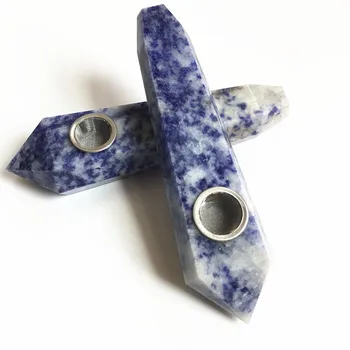

2pcs Natural Blue spot jasper Tobacco Pipe Crystal Smoking Pipe