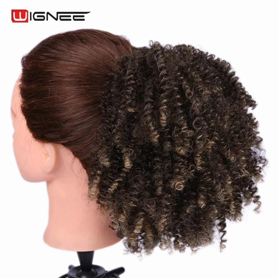 Wignee Synthetic Puff Afro Curly Chignon Hair Extension For Women