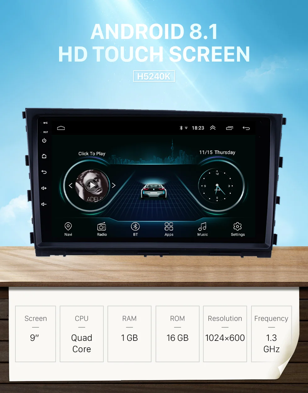 Sale Seicane Android 8.1 9 inch Car Multimedia player For Hyundai Mistra 2013 2014 2015 2016 2din GPS Navigation support AUX USB 0