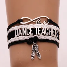 Прямая Бесконечность любовь танец учителя браслеты и браслеты танцевальная обувь Шарм ручной работы кожаный браслет ювелирные изделия для учителя