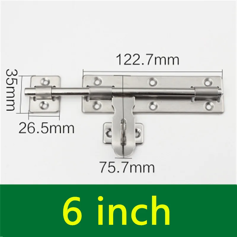 4 дюйма 5 дюймов 6 дюймов Нержавеющая сталь дверная защелка скользящей застежкой баррель болт защелка Hasp степлер ворота безопасности замок автомобильной двери - Цвет: 6 inch