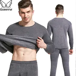 Queenral Для мужчин Термальность нижнее белье кальсоны Для мужчин осень-зима пижамный комплект Утепленная одежда толстый плюс Размеры L-4XL Для