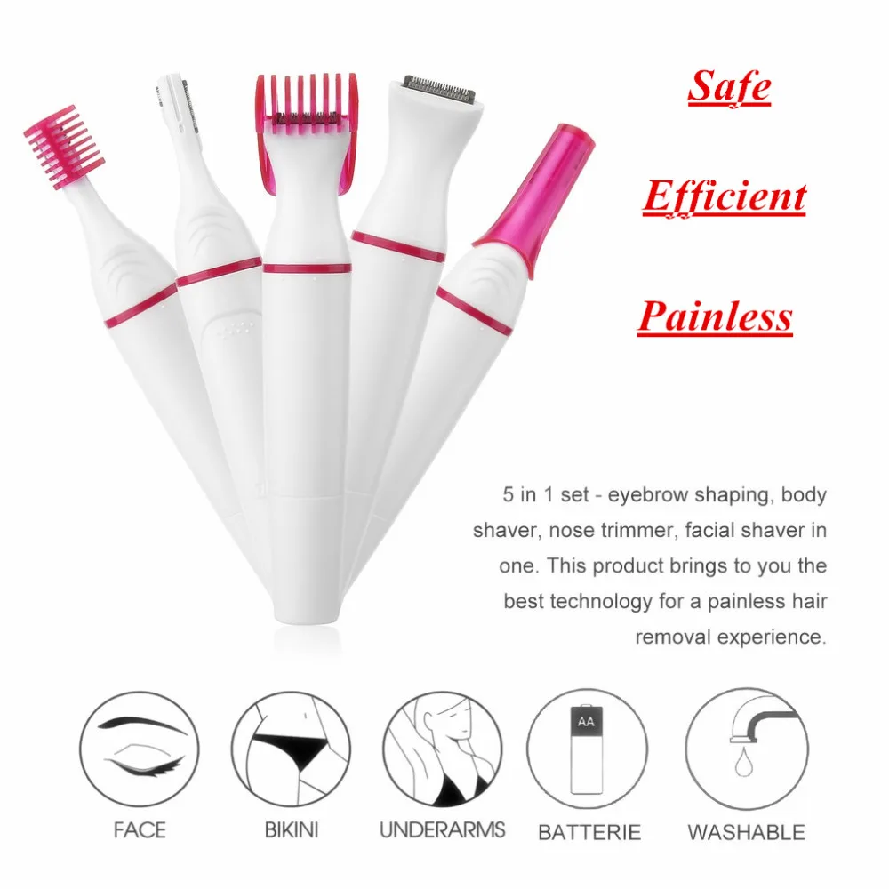 HOT 5 In 1 Women Hair Removal Women Shaver Electric TrimmerFemale Shaving Machine Razor Bikini Trimmer for Eyebrow dropshipping