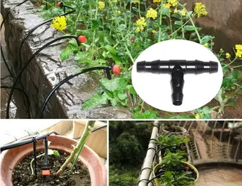 

Hose connectors 100pcs/lot barbed tee connector for three direction layout of drippers 4/7mm hose tube zozzle adaptor plastic