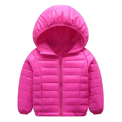 Модная тонкая одежда для детей 2-13 лет; Верхняя одежда и пальто для мальчиков; сезон осень-зима; светильник; куртка-пуховик для девочек; теплая детская одежда с капюшоном - Цвет: rose red