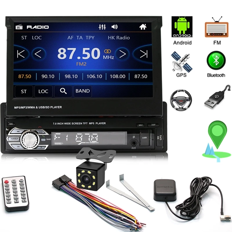 Навигация для автомобиля 1 din gps Авторадио bluetooth радио Автомобильный