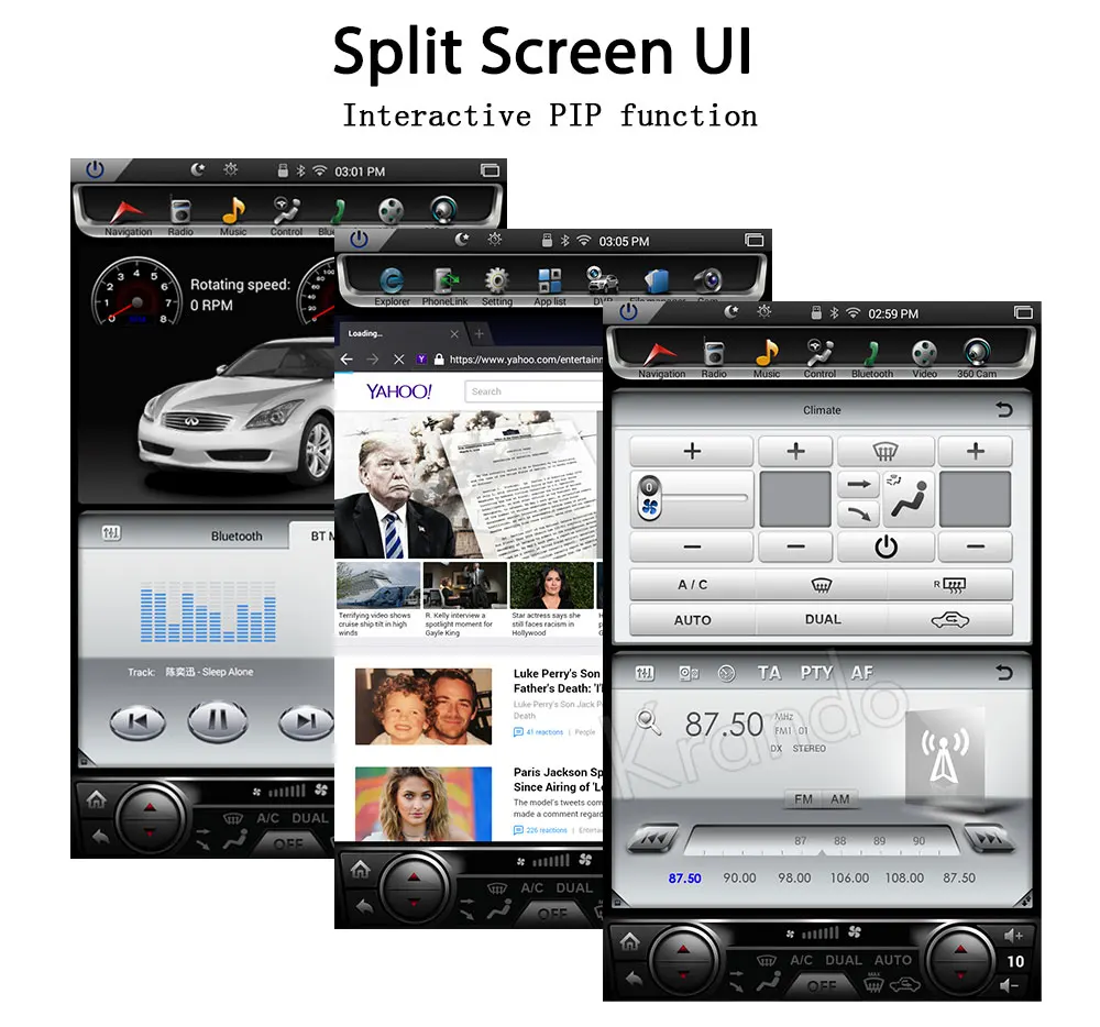 Krando Android 7,1 12," Тесла вертикальный автомобильное аудио-радио плеер для Infiniti G25 G35 G37 gps навигационная мультимедийная система